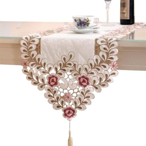 Fashion Embroidered Table Runner Floral Lace Dust Proof Covers for Table Home For Wedding Party Table Decoration chemin de table