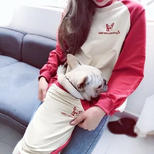 Fashion Embroidered Pet Dog Hoodie Sweatshirt French Bulldog Coat Parent-Child Dog Jacket Ropa Perro Pug Costume Pets Outfit