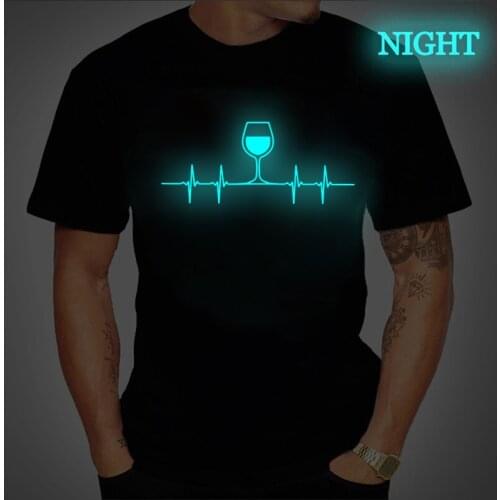 Wine Heartbeat Print men T-Shirt Funny Wine Shirt Graphic Tee Tops Streetwear Summer tshirt cotton oversized male MEN t shirt