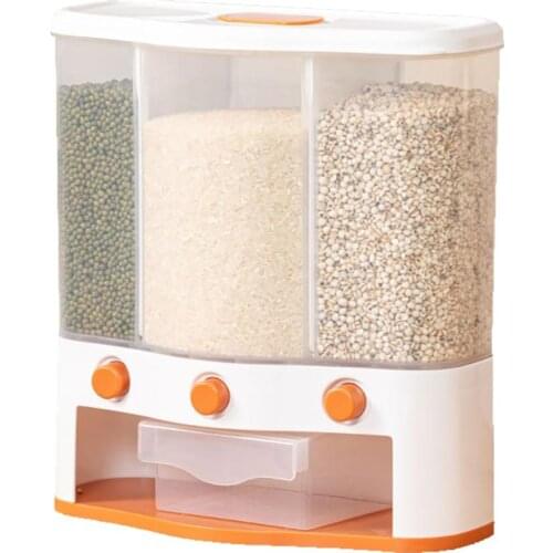 Wall-Mounted Grain Storage Tank Dry Food Dispenser Rice Bucket Storage Box for Grains Rice Beans