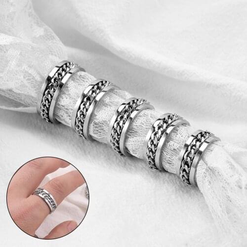 Stainless Steel Chain Twisted Rings For Unisex Retro Gothic Joint Tail Ring Hip-hop Punk Jewelry Index Finger Accessories New