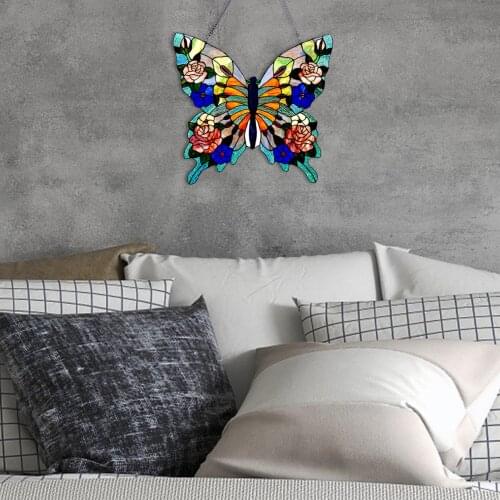 New Acrylic Butterfly Wall Decoration Creative Wall Art Crafts Colorful Stain Glass Butterfly Home Hanging Decor For approving