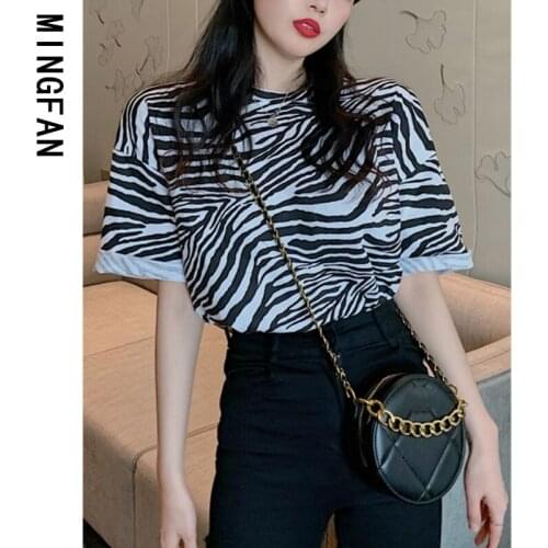 New 2021 Summer Leopard Cotton Women T-Shirts Fashion Short Sleeve Casual Crop Tops Harajuku Tees Girls TShirts Streetwear PD084