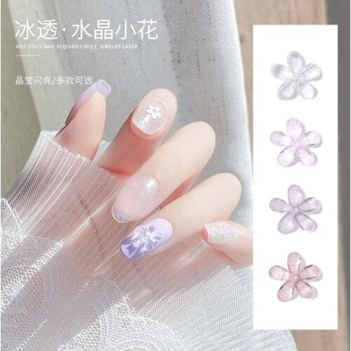 New transparent flower shape nail accessories 10mm Charm Nail Art Decorations Rhinestones DIY Glitter Manicure Accessories