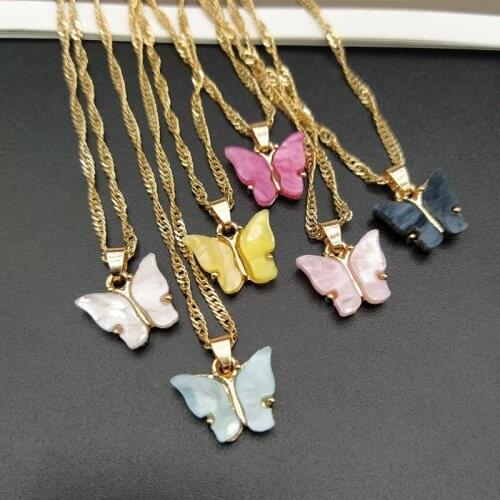 Korean Style Butterfly Pendant Necklace for Women Summer Cute Lovely Fashion Necklace Wholesale Dropshipping