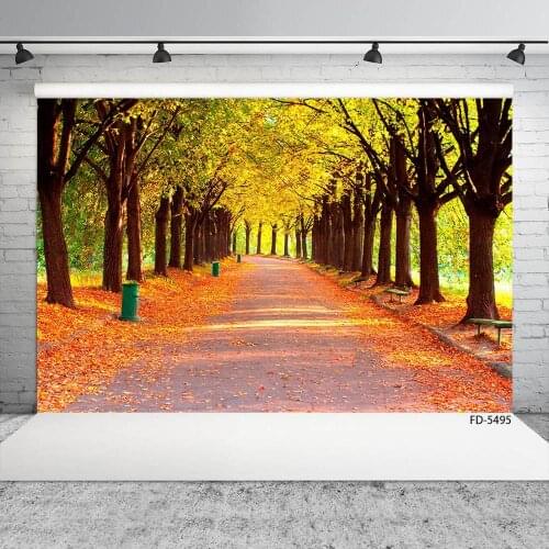 Pathway Fallen Leves Autumn Trees Photography Backdrop Customized Backgrounds for Children Baby Portrait Photocall Fond Photo