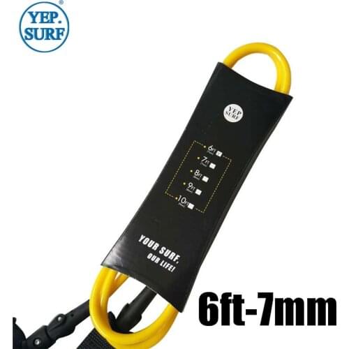 Surfboards Leash 6ft 7mm Length Yellow Color Sports Surfboard Leash Surf Leash free shipping