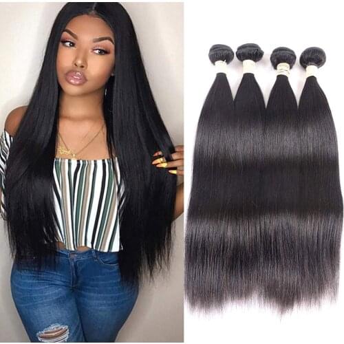 30Inch Brazilian Straight Hair Bundles 1/3/4 Pieces Bundles Double Wefts Thick Remy Natural Human Hair Weave Hair Extensions