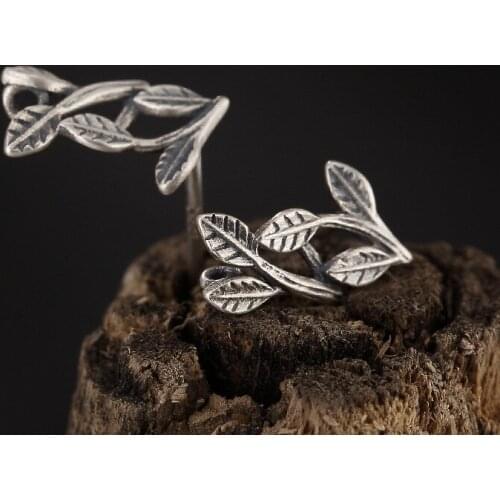 Silver matte color national wind restoring ancient ways do old leaf stems with Fashion earrings wholesale high-grade joker