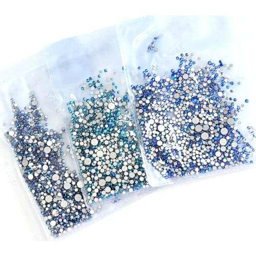 1440pcs/Bag SS3-SS20 Mixed Size AB Coloful Rhinestones Crystal Glass Non Hot Fix FlatBack Stones Strass Nail Art Decrations S0C