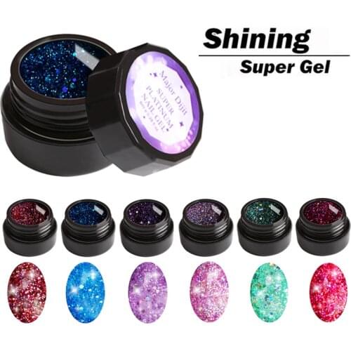 1bottle Glitter UV Shining Super Gel Nail Polish 8ml Colorful Super Shine Shimmer Manicure Soak Off Nail Art Varnish