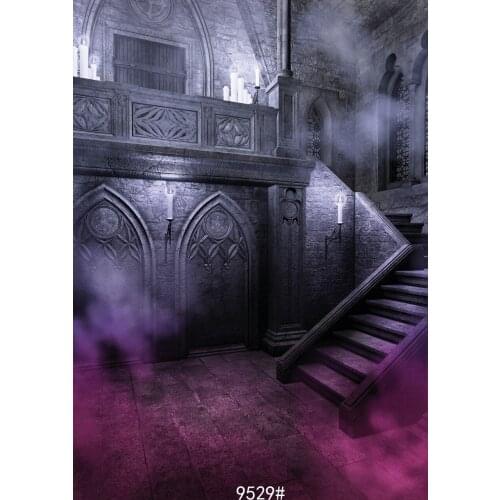 Fabric Cloth Custom Halloween Photography Backdrops Prop Calstle Staircase Vinyl Background Photo Studio for Children Party