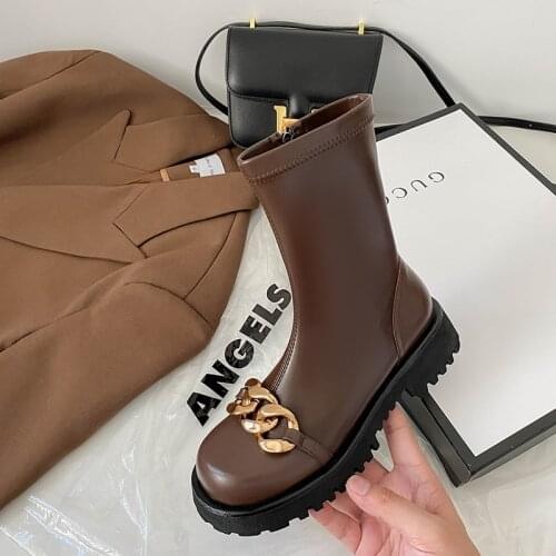 2021 Winter Women Shoes Round Toe Platform Shoes Women Solid Chunky Boots Short Modern Boots Women Casual Platform Boots Stretch