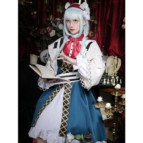 Arknights cos nстnна anime woman cosplay High-quality uniform costume set Dress + cloak + bow tie + belt + socks * 2 + glass