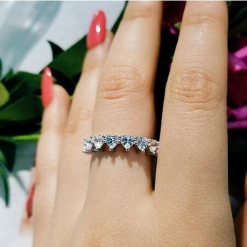 Heart Promise ring Real 925 Sterling silver AAAAA Cubic Zirconia Statement Party Wedding Band Rings for women Bridal Jewelry