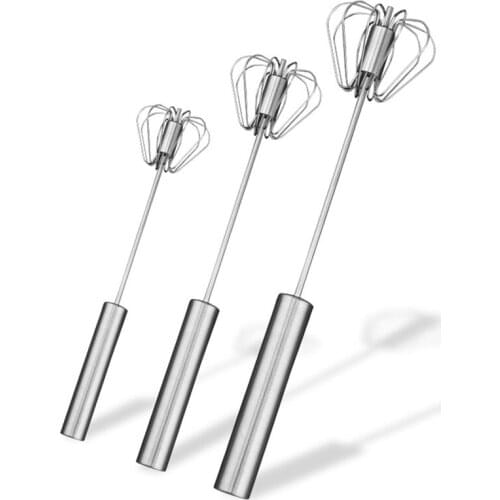 1Pcs Egg Beater Foamer Rotate Hand Push Whisk Stiring Tool Kitchen Tool Stainless Steel Whisk Stirrer Mixing Mixer