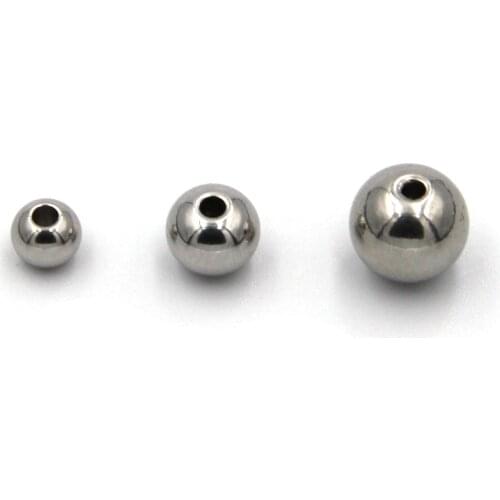 10pcs/Set, 6/8/10mm Solid Stainless Shiny Beads Jewelry Pearls Round Ball For Jewelry Making