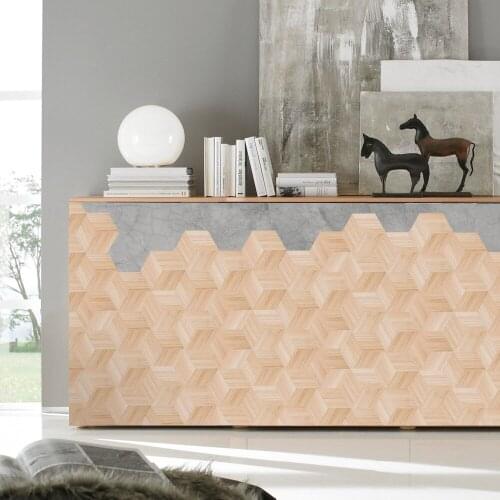 10pcs/set Wood Pattern Hexagon Floor Wall Stickers Waterproof Anti-Slip Tile Art Decal Bathroom Bedroom Home Decor 20x23cm