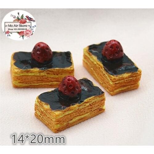 10PCS 3D Black Forest Cake Resin Flat back Cabochon miniature food Art Supply Decoration Charm Craft