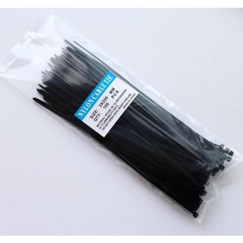 100pcs Nylon Cable Tie 3*200mm White/ Black Color Self-locking Plastic Wire Zip Tie
