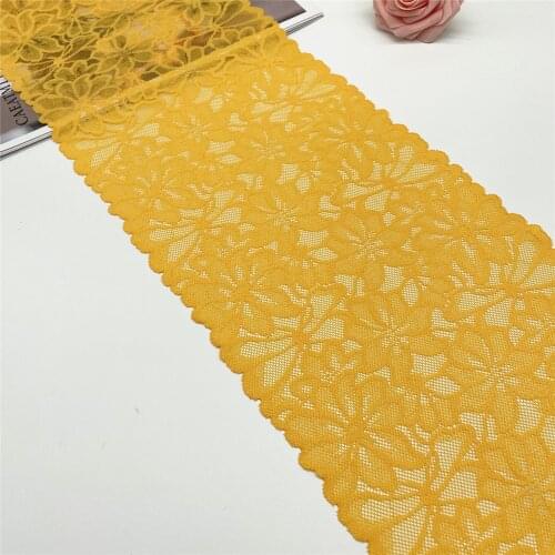 3y/lot Width 7 1/2 inch (19cm) Orange Yellow Stretch Lace Trim Clothing Sewing Craft DIY Apparel Fabric Lace Garment Accessory