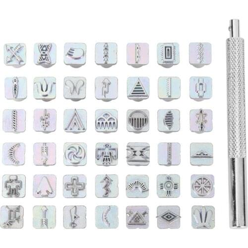 43 Stamps Metal Printing Decoration Classic Jewelry Leather Working Tool Carbon Steel Stamping Symbol Set Marking Punching Tools