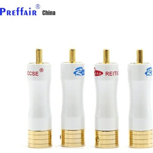 4xRCA Male Plug Audio Video in-Line Jack Adapter Gold Plated,RCA Plug Solderless RCA Male Plug