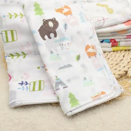 5Pcs Infant Handkerchiefs Double Cotton Bibs Cartoon Towels Print Saliva Towel Baby Boys Girls Triangle Saliva Towel 25x25cm