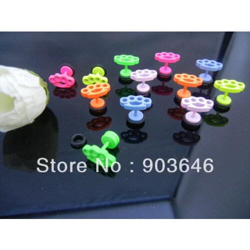 60pcs Free Shippment Body Jewelry- Crown Candy Color Ear Stud Fake Ear Plug Cheat Illusion Plugs