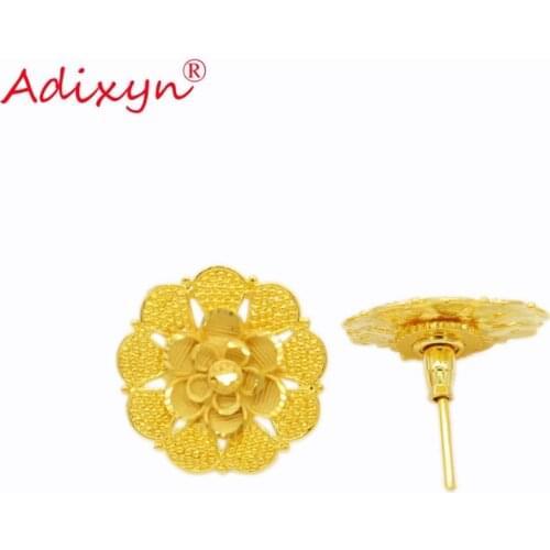Adixyn Round Ethnic Stud Earrings For Women Gold Color/Copper Fashion Jewelry Party/Birthday Gifts N02204