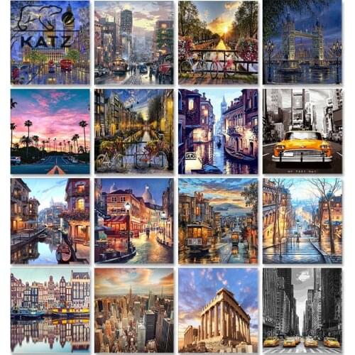 Diamond Painting Anime City Landscape Diamond Embroidery Sunset Street Tower 5D Handmade Mosaic Toy Cross Stitch Decoration