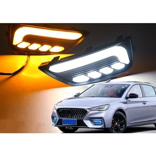 Car DRL Fog Lamp Covers Car LED Daytime Running Lights White Yellow Blue Running Turn Signal Light for MG6 MG 6 2020