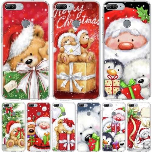Happy Christmas Cute Bear Gift Phone Case For Huawei Y5 Y6 Y7 Y9 Honor 10 Lite 9 9X 8A Pro 8S Casing 8X 7A 7X 20 10i V20 Cover C