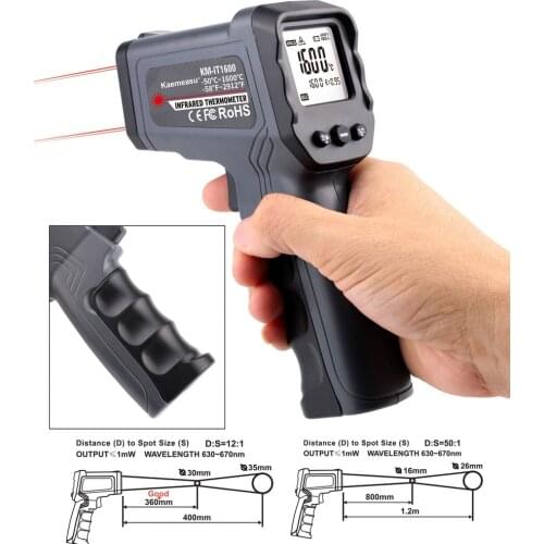Digital Handheld Pyrometer Infrared Thermometer -50~1600 Degree Single/Double Laser Non-Contact Thermometro Gun High Temperature