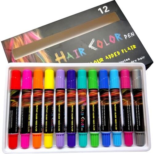 12 Colors Color Dye Makeup Party Gifts Hair Chalk Cosplay Kids Wet Dry Crayon Temporary Pen Salon Hairdressing Face Paint