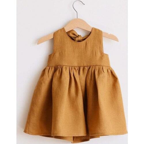 Baby Girl Casual Dresses Bloomer Summer Organic Cotton Newborn Girl Solid Color Loose Clothes Kids Girl Clothing Baby Outfits