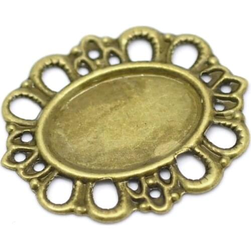 Doreen Box Lovely 50 Antique Bronze Filigree Cabochon Setting Wraps Connectors Embellishments 30x26mm(Fit 18x12.5mm) (B18551)