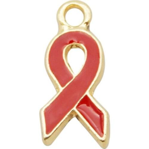 Julie Wang 6PCS Enamel Breast Cancer Awareness Charms Necklace Pendant Bracelet Earrings Findings DIY Jewelry Making Accessory