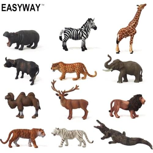 Easyway Zoo Mini Wild Animals Action Figures Set Figurines Kids Toys For Children Wildlife Toys Real Life Animal Model Toy Bear