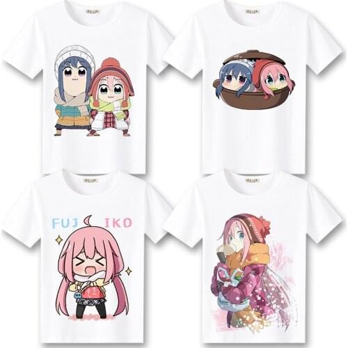 Laid-Back Camp Cosplay T Shirt Japanese Anime Yurucamp Kagamihara Nadeshiko Print Summer T-Shirt Casual tshirt Top Tee Costume