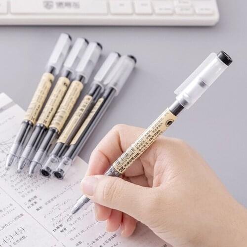 50PCS Great Capacity Gel Pen Needle Pen 0.5mm Black Gel Pens Cute Stationary Supplies Office Accessories