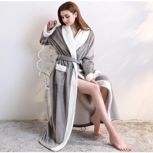 On Sale Women Men Silk Flannel Long Kimono Bathrobe Winter Warm Bath Robe Femme Dressing Gown Bridesmaid Robes Bride Wedding