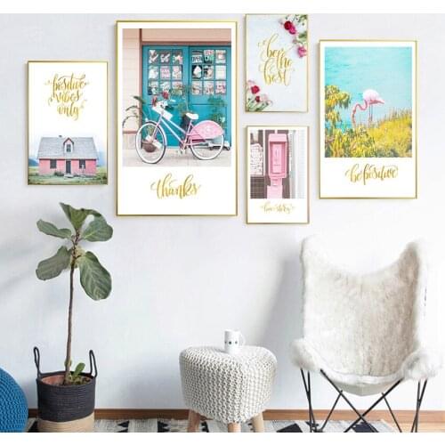 Svity Flowers Wall Art Canvas Painting Cuadros Flamingo Nordic Poster And Prints Wall Pictures For Living Room Unframed FA710