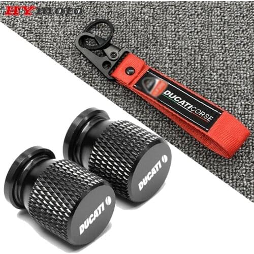 CNC Tire Valve Caps Cover For Ducati Multistrada 950 1100 1260 1200 S Sport Grand Tour Motorcycle Embroidered Keyring Keychain