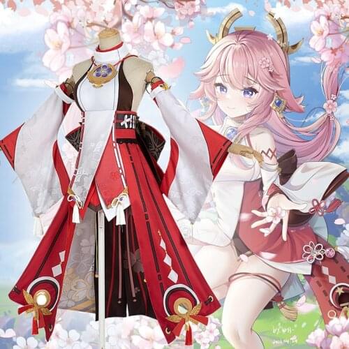 Game Genshin Impact Cosplay Costumes Yae Miko Guuji Cosplay Costume Uniforms Clothes Suits Dresses Wear Outfits Kimonos Cos