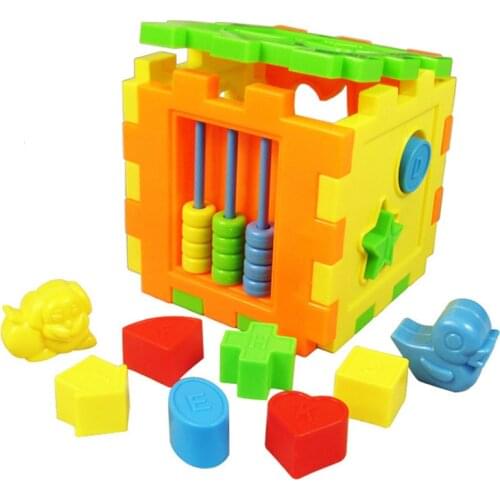 1PC Educational Cube Bricks Animal Geometric Shape Matching Blocks Sorting Box Plastic Baby Intelligence Toy Building Blocks