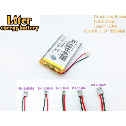 834370 3.7V 3200mah Lithium polymer Battery with Protection Board For 3.7V 834370 PLUG PDA Tablet PCs Digital Products Battery