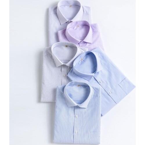 2021 5 Color Long-Sleeve Mens Dress Shirt Pinstriped Wrinkle Free Slim Fit Formal For Prom Business Wedding Work shirt