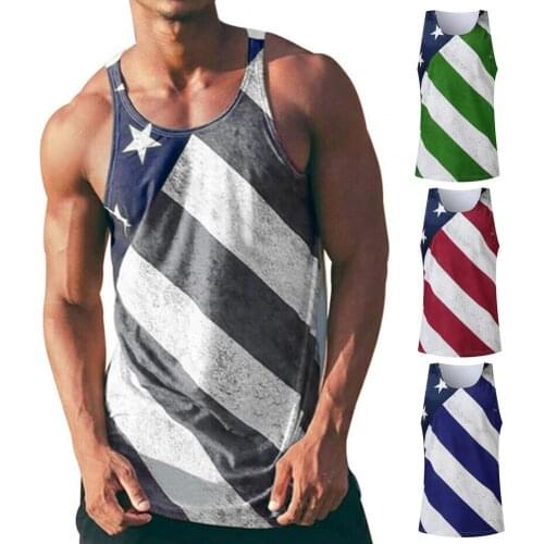 Men Summer Tanks tops Stars Printing American Flag Printprinted 2021 New Fashion male Retro Style casual Vest Pullover 2XL