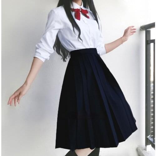 New Japanese School Uniforms for Girls Solid Color Pleated JK Suit Black Grey HighSchool Student Girls Academy Style Bottoms